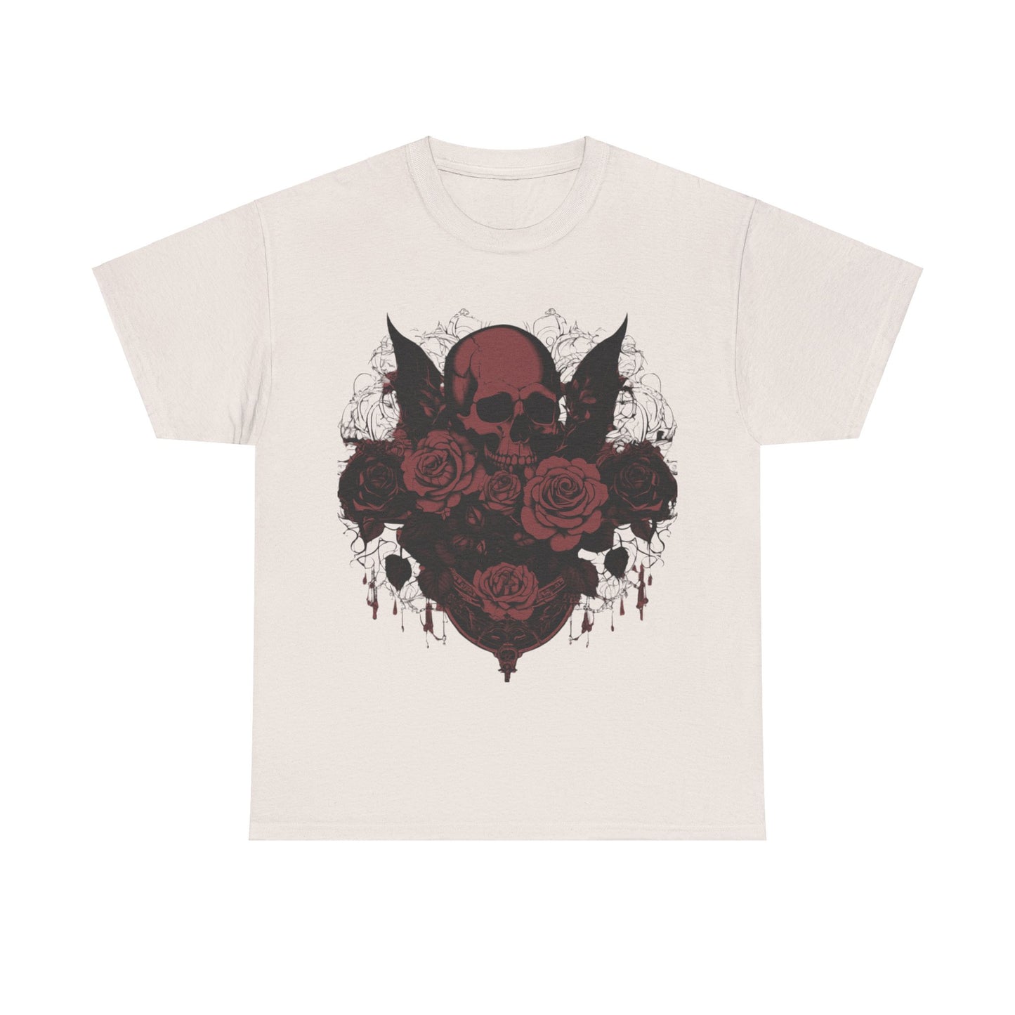 Skulls and Roses Cotton Tee, Unisex Graphic Shirt, 7 color choice