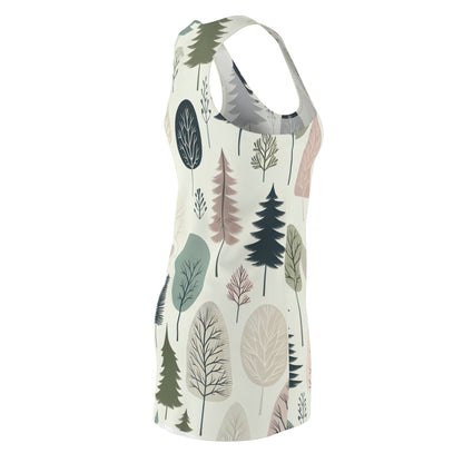 Back view of the Modern Pastel Pattern Racerback Dress with Nature-Inspired Design by Dazzling Dreams Studio emphasizing its stylish racerback design.