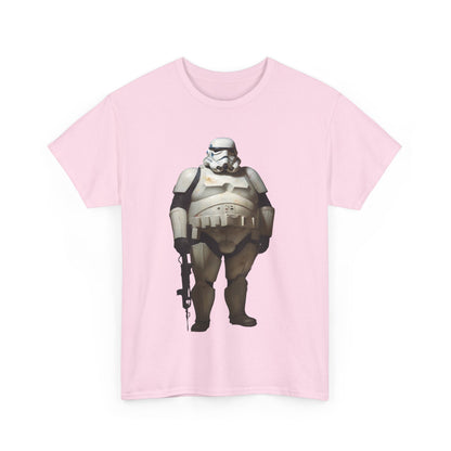Chubby Stormtrooper Graphic Unisex Tee Shirt - front view featuring a whimsical chubby stormtrooper design, blending iconic imagery with contemporary style.