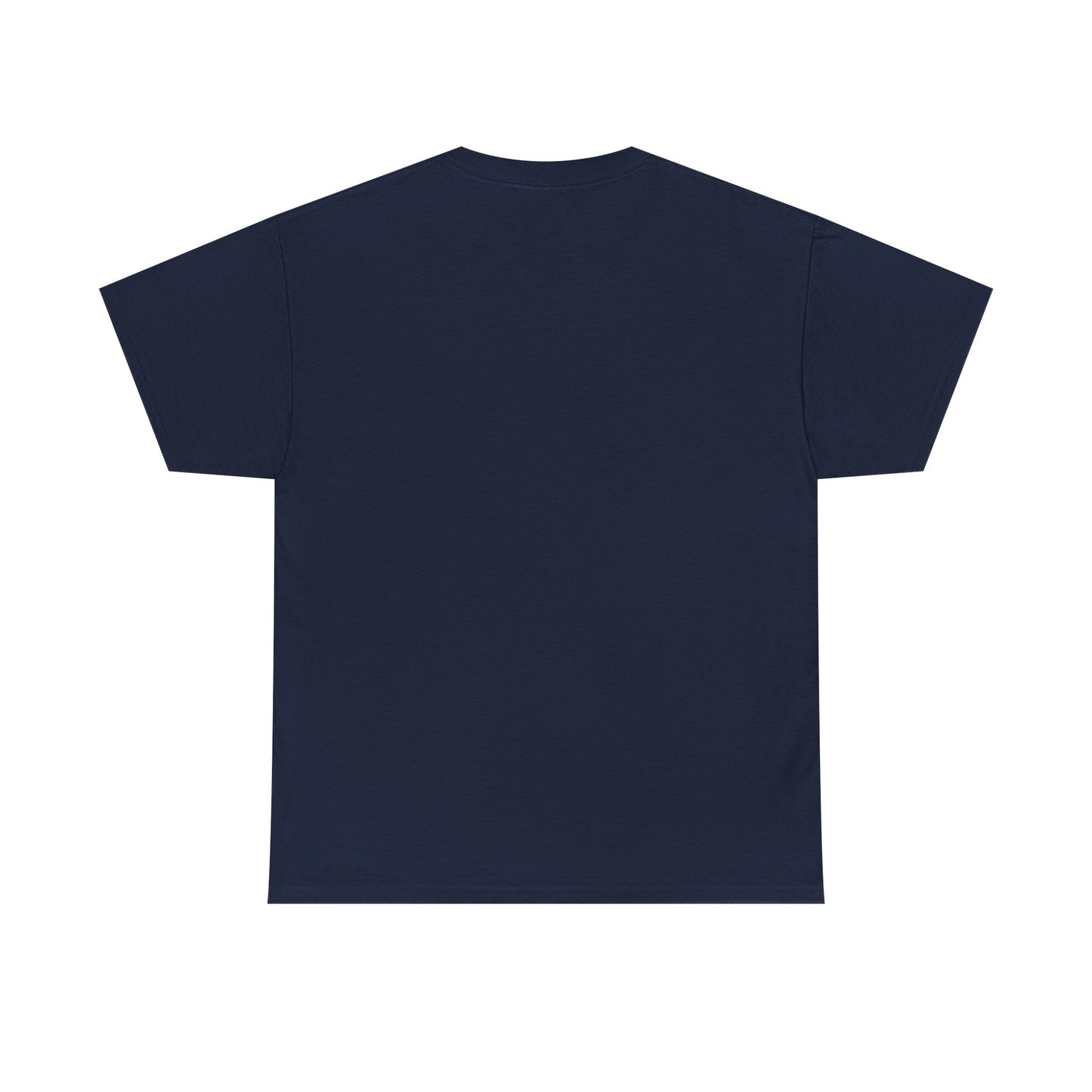 Elegant back view of a navy blue men's T-shirt designed for automotive enthusiasts, showcasing a soft and comfortable fit ideal for casual outings or car shows.