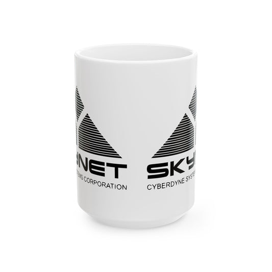 Skynet Cyberdyne Systems Logo Terminator Retro Image Ceramic Mug - The mug that fuels your morning with dystopian energy, perfect for coffee lovers who are plotting against machines at the office!