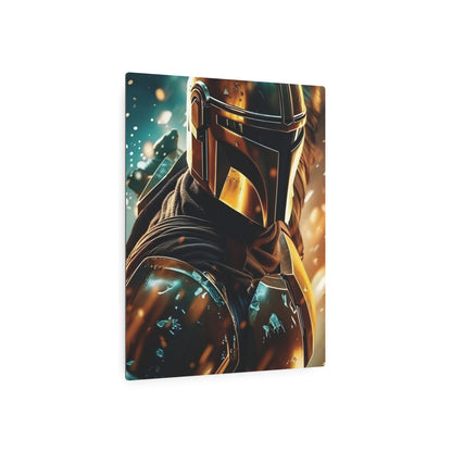 Captivating Mandalorian Star Wars Metal Art Poster, embodying sophistication and charm, suitable for enhancing any sophisticated decor.