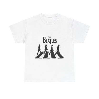 The Beatles Unisex Cotton Graphic Tee featuring the Iconic Abbey Road logo in classic white. Perfect blend of style and nostalgia for fashionable music lovers.