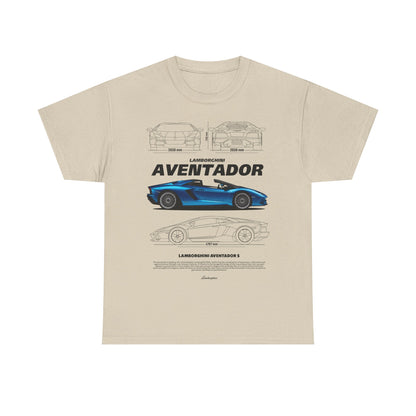 Chic beige men's T-shirt with a premium Lamborghini Aventador S graphic, designed for those who appreciate sophisticated style.