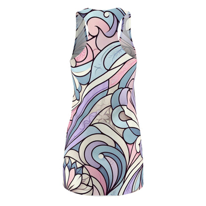 Elegant Aria Bellefonte Pastel Racerback Dress by Dazzling Dreams Studio in a harmonious blend of pink, purple and blue, showcasing modern chic fashion.