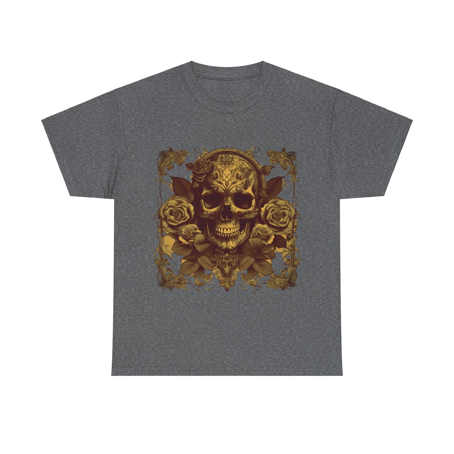 Skulls and Roses Cotton Tee, Unisex Graphic Shirt, 7 color choice