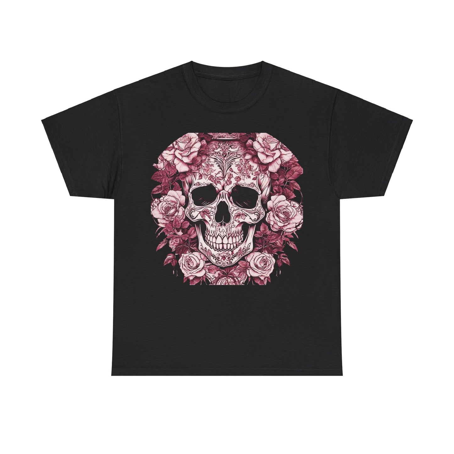 Skulls and Roses Cotton Tee, Unisex Graphic Shirt, 7 color choice