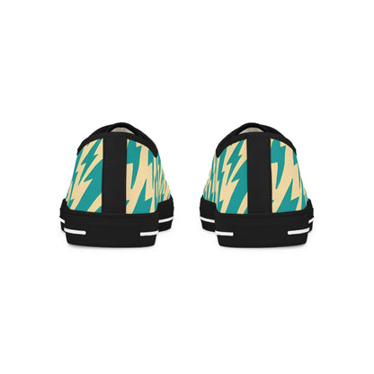 Fashionable lifestyle image of Dazzling Dreams Studio's Pop Art Bolt Low-Top Sneakers for Men, highlighting their versatility and artistic flair in a casual outfit.