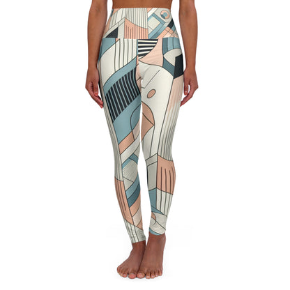 Luxurious Generate Visual Leggings by Dazzling Dreams Studio featuring a modern chic abstract geometric design in calming pastel hues.
