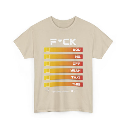 F*Ck Graphic Tee - Premium Cotton Unisex Remarkable Statement T-Shirt in Beige showcasing striking F*Ck lettering with colourful gradient elements.