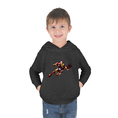 Luxury Kids Unisex Iron Man in Flight Hoodie featuring a charming young model showcasing vibrant Iron Man graphics, perfect for ages 2 to 5 years.