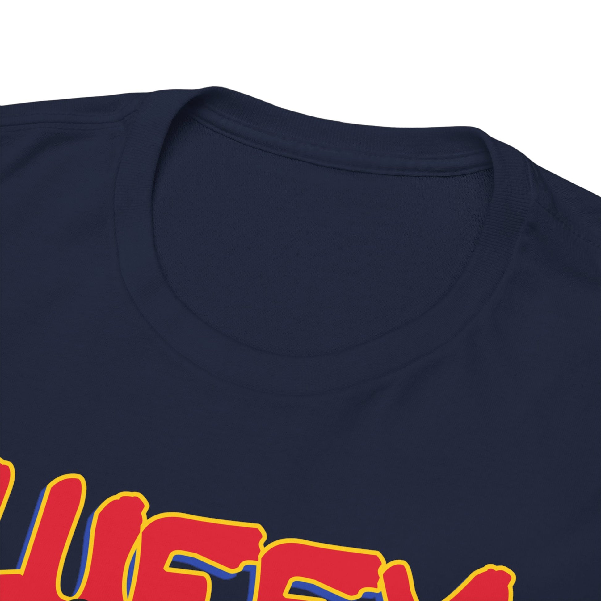 Close-up view of the Luffy & Crew T-shirt neckline, highlighting the premium fabric and vibrant print quality, perfect for discerning anime enthusiasts.