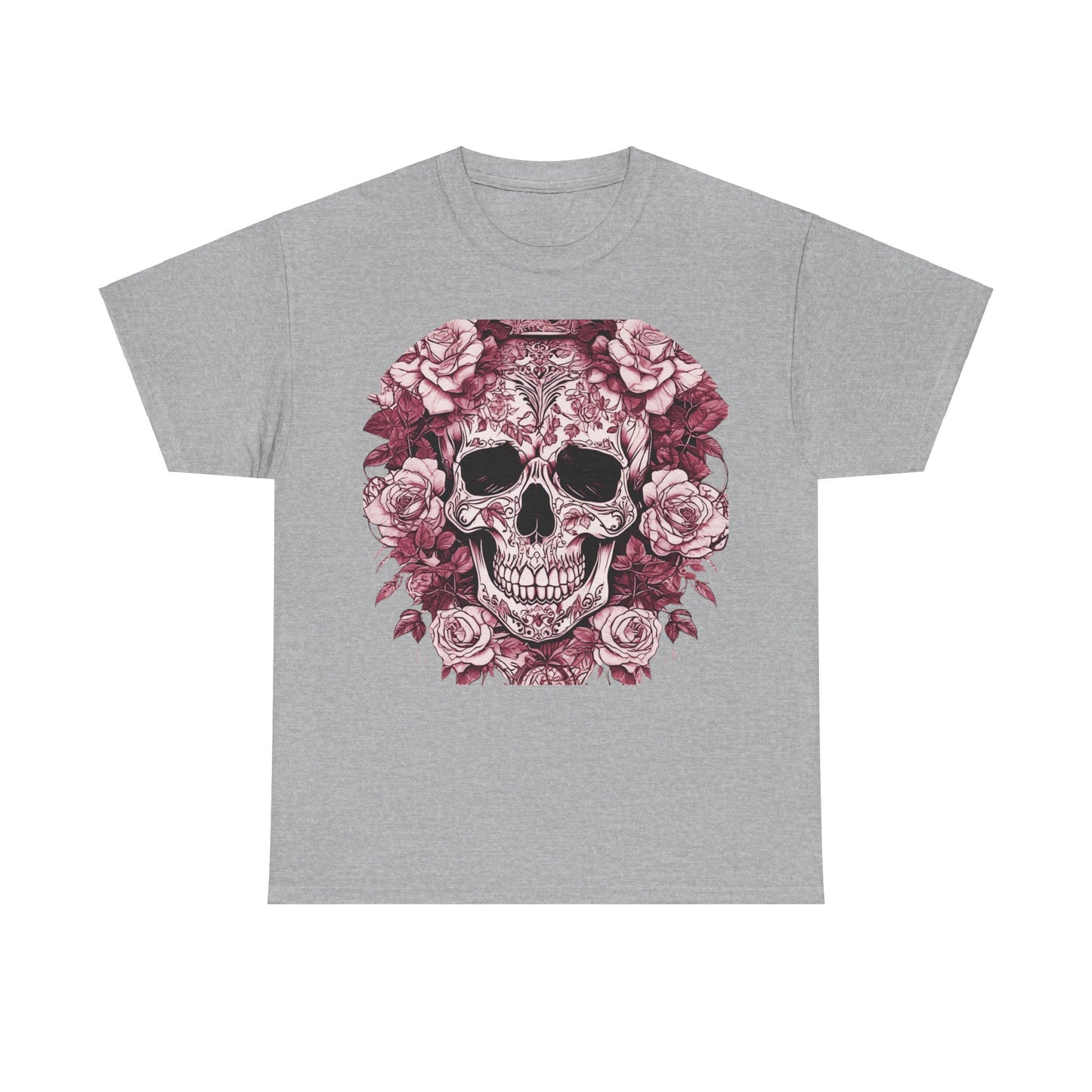 Skulls and Roses Cotton Tee, Unisex Graphic Shirt, 7 color choice