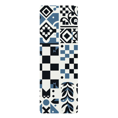 Luxury Lorelei Beaumont Yoga Mat featuring a modern checkerboard design by Dazzling Dreams Studio, perfect for stylish home workouts