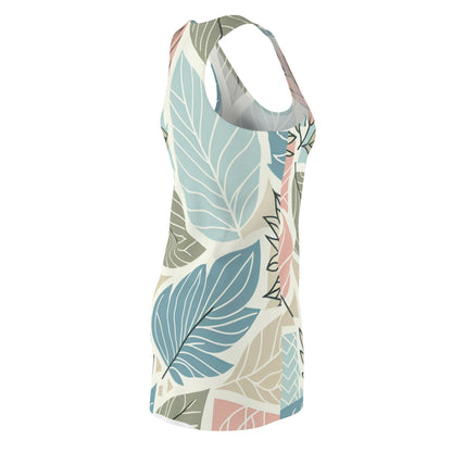 Stylish depiction of Valentina Sartori Modern Pastel Racerback Dress featuring vibrant yellow accents and an enchanting leaf motif, ideal for a chic and feminine look.