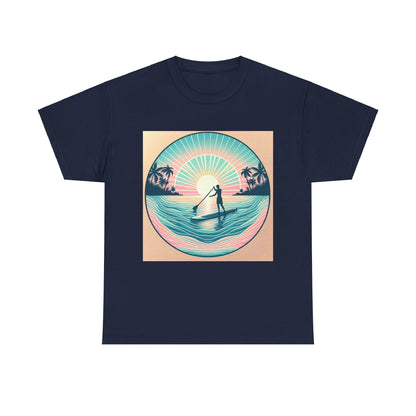 Close-up of luxurious fabric and modern fit of Delightfull Paddle Board T-Shirt by Dazzling Dreams Studio, tailored for comfort and style.