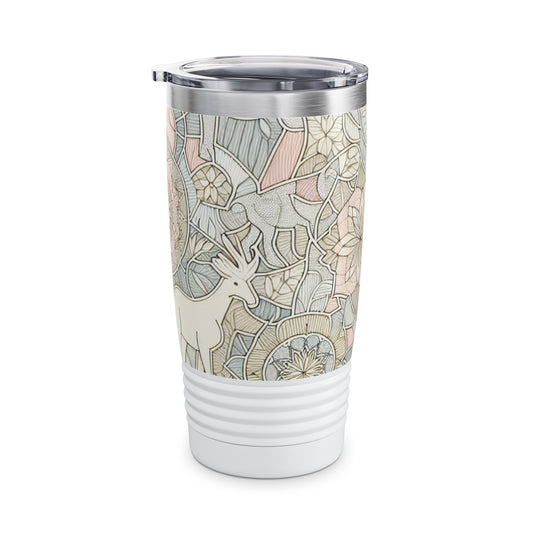 Pastel Paradox 20oz Stainless Steel Drinks Tumbler - Insulated Travel Flask with no-slip grip bottom and clear push-on lid, perfect for on-the-go hydration.