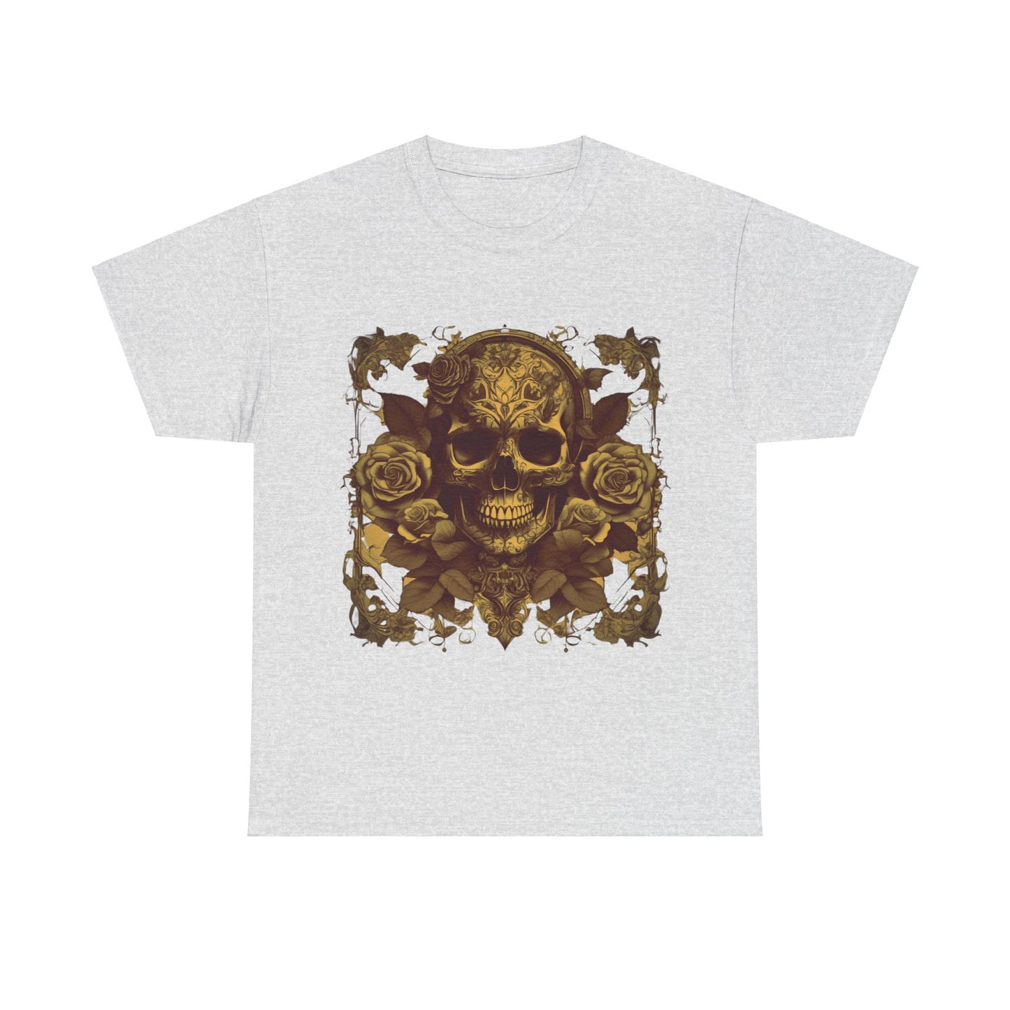 Skulls and Roses Cotton Tee, Unisex Graphic Shirt, 7 color choice