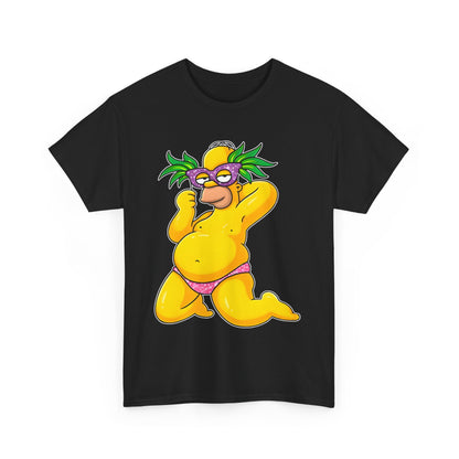 Homer Simpson Unisex Cotton Tee - Graphic T-Shirt with Playful Caricature Design featuring a vibrant illustration of Homer in a cheeky pose, perfect for expressing your love for classic animated characters.