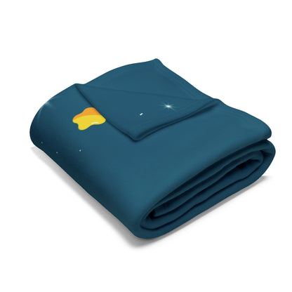 Folded Decorative and Warm Christmas Arctic Fleece Blanket in a rich dark blue colour, featuring a playful design that captures the holiday spirit.