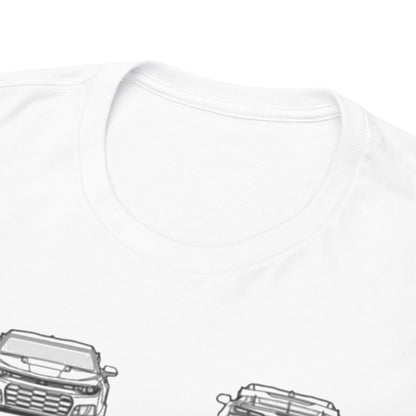 Close-up view of the neckline of the Camaro ZL1 T-shirt, illustrating premium quality and refined craftsmanship for car lovers.