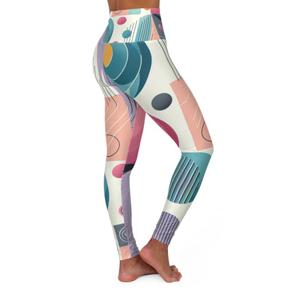 Fashion flat lay of Pastel Geometric Leggings by Dazzling Dreams Studio, displaying geometric shapes and stylish design that elevates luxury activewear.