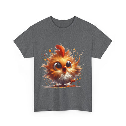 Explosive Joy Tee - Cartoon Bird Edition unisex cotton tee featuring a vibrant cartoon bird illustration, ideal for adding a playful touch to luxury casual wear.