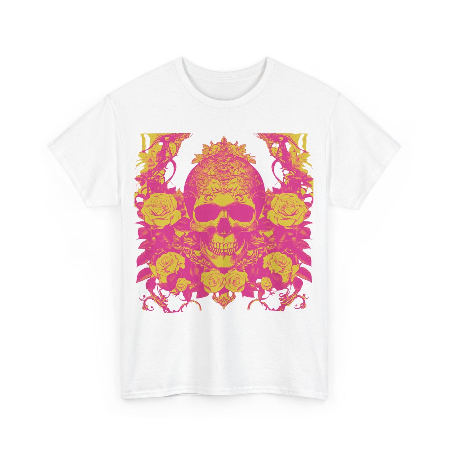 Skulls and Roses Cotton Tee, Unisex Graphic Shirt, 7 color choice