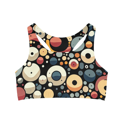 Emerson Belleau Stylish Sports Bra by Dazzling Dreams Studio showcasing chic blob print design, ideal for athletes seeking high support and luxury.