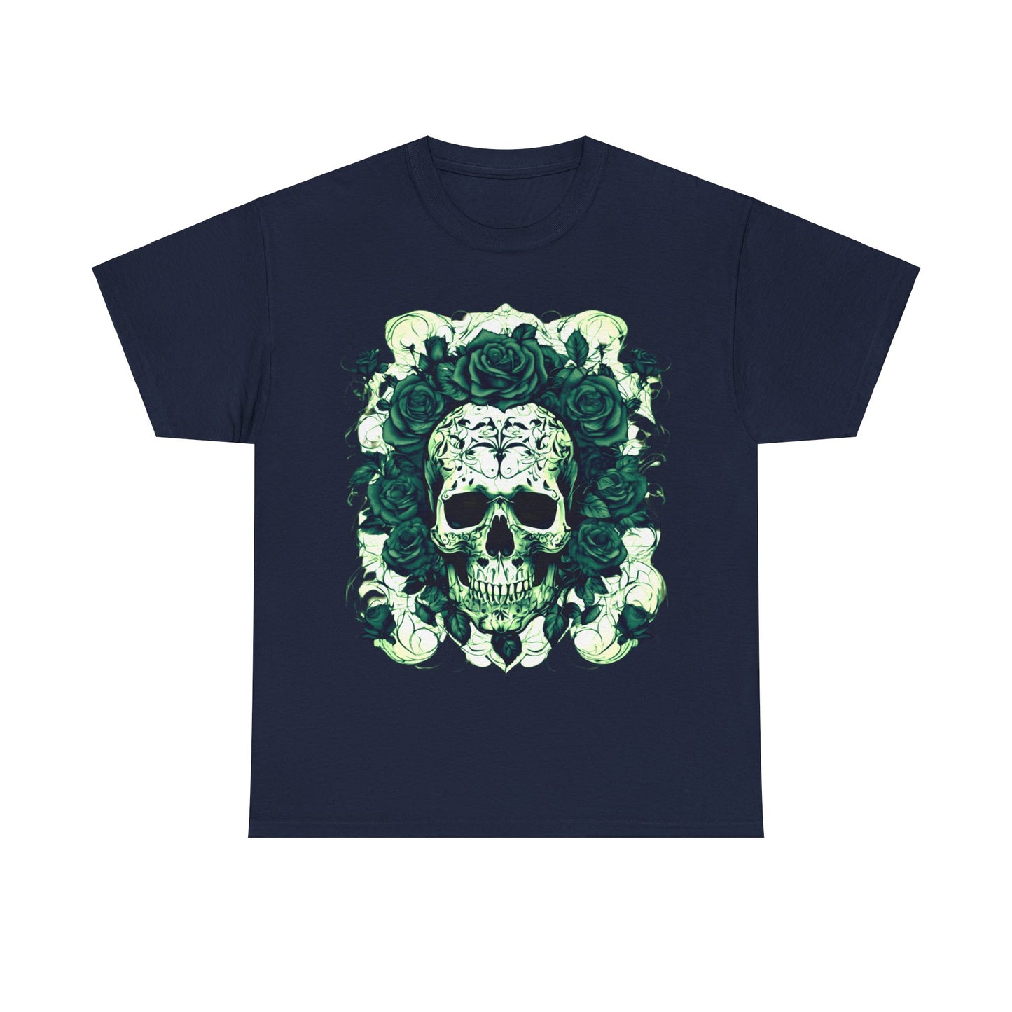 Skulls and Roses Cotton Tee, Unisex Graphic Shirt, 7 color choice