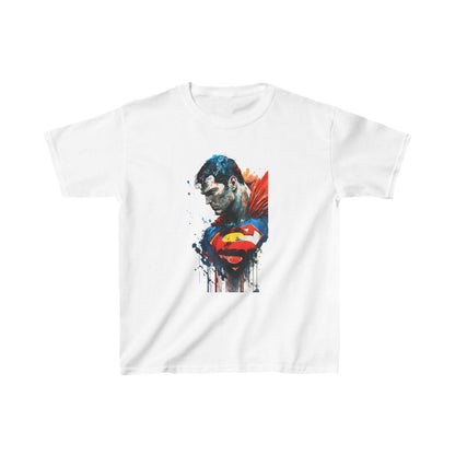 Unisex Kids Superman Cotton T Shirt Tee featuring a vibrant graphic of Superman, combining luxury and comfort for youthful heroism.