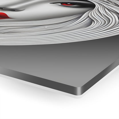 A close-up view of the Yin-Yang Acrylic Art Print - 12-Inch Square, Modern Elegance highlighting its exquisite detail and depth, with an emphasis on the intricate design elements and glossy finish.