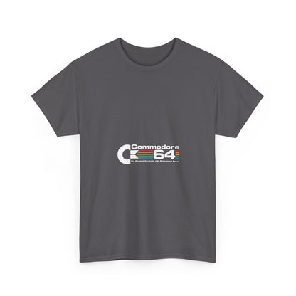 Front view of the Commodore 64 Retro Christmas Graphic T-Shirt - Urban Unisex Cotton, featuring a nostalgic retro graphic, perfect for fashion-forward individuals.