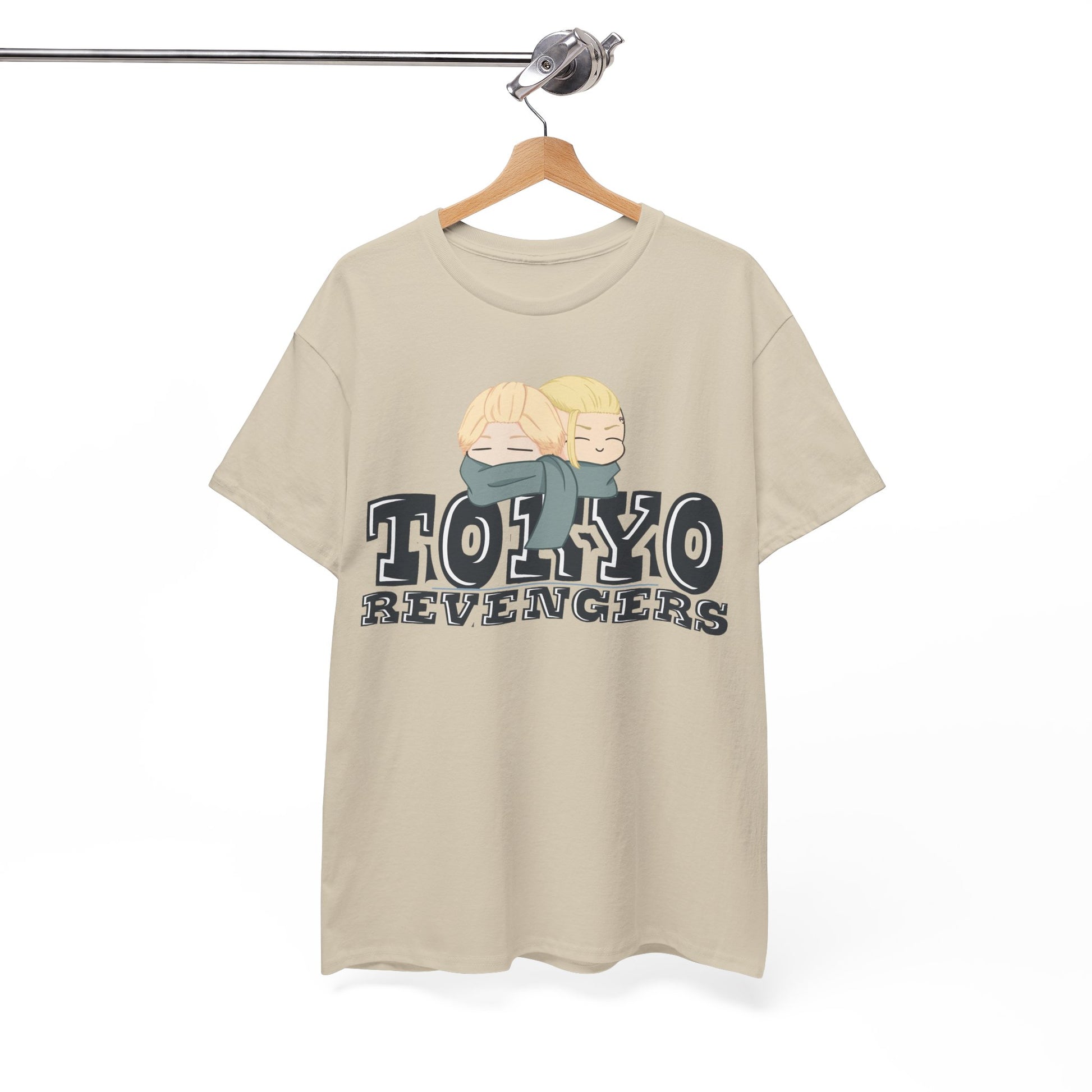 Chic Tokyo Revengers graphic tee displayed on a hanger, highlighting premium quality and unique design that complements any casual ensemble.