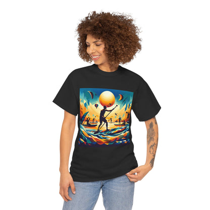 High-quality cotton Luxury Paddleboarding Scene T-Shirt from Dazzling Dreams Studio, ideal for casual outings and on-water adventures.