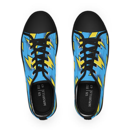 Stylish and comfortable Bolt Brightley Men's Lowtop Sneakers by Printify, showcasing a unique blue and yellow colour combination ideal for fashionable outings.