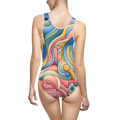 Quick-dry fabric of Stylish Energetic Move Women's One-Piece Swimsuit by Dazzling Dreams Studio, emphasising comfort and elegance for summer aquatic adventures.