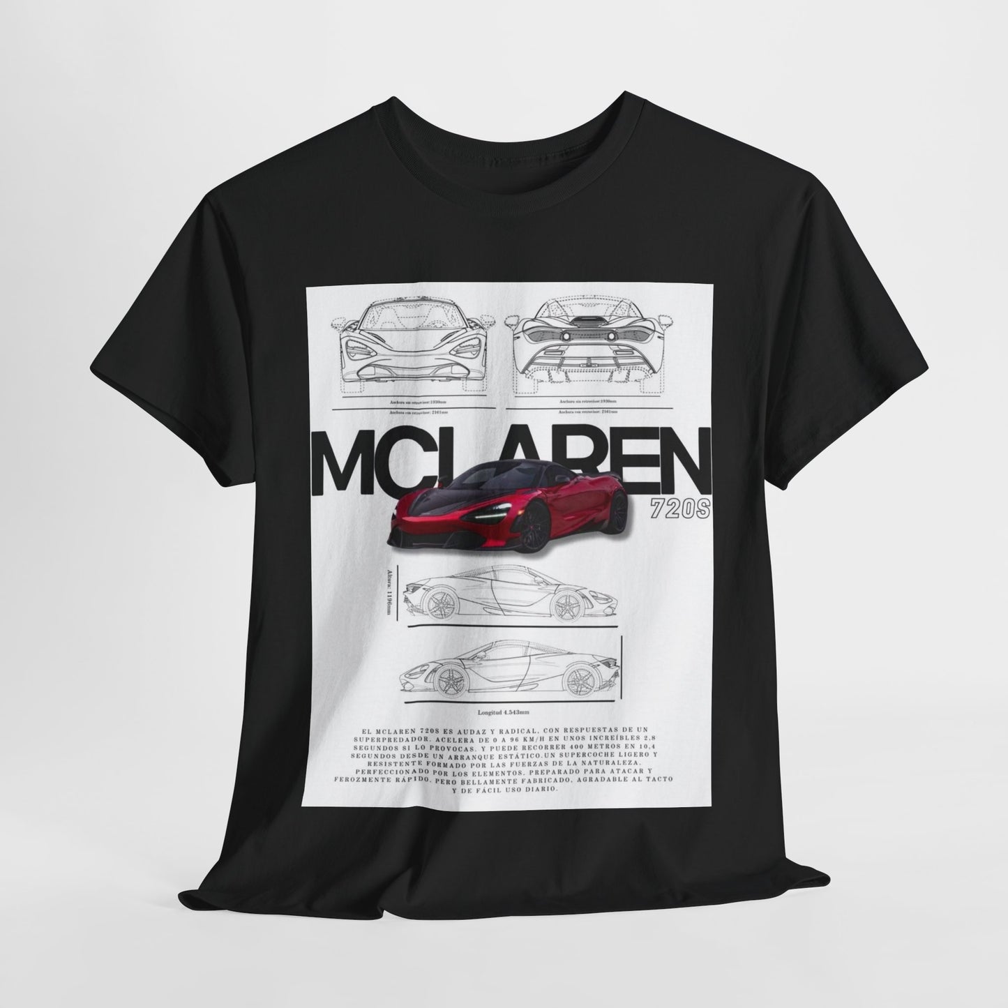 McLaren 720S T-Shirt TEE Mens: Women's Car Art, Tech Drawing, Automotive Design