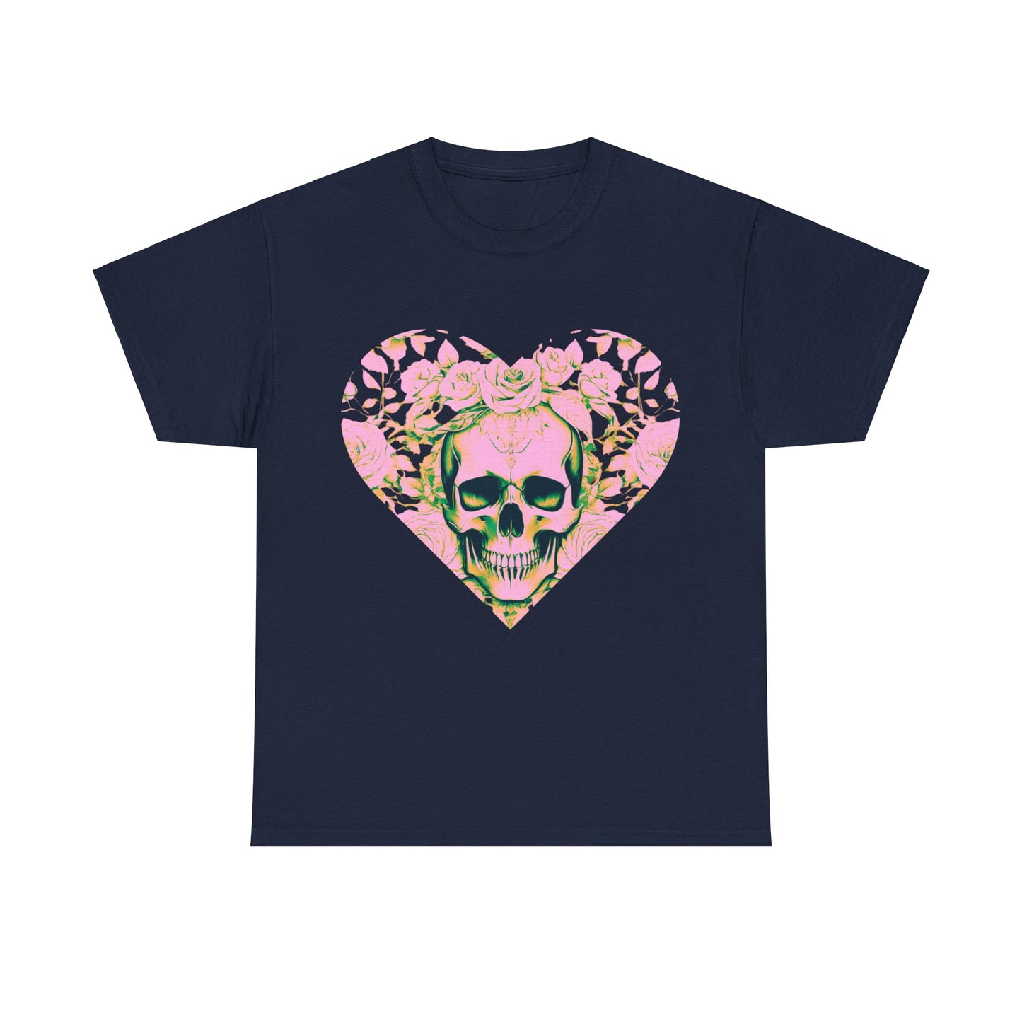 Skulls and Roses Cotton Tee, Unisex Graphic Shirt, 7 color choice