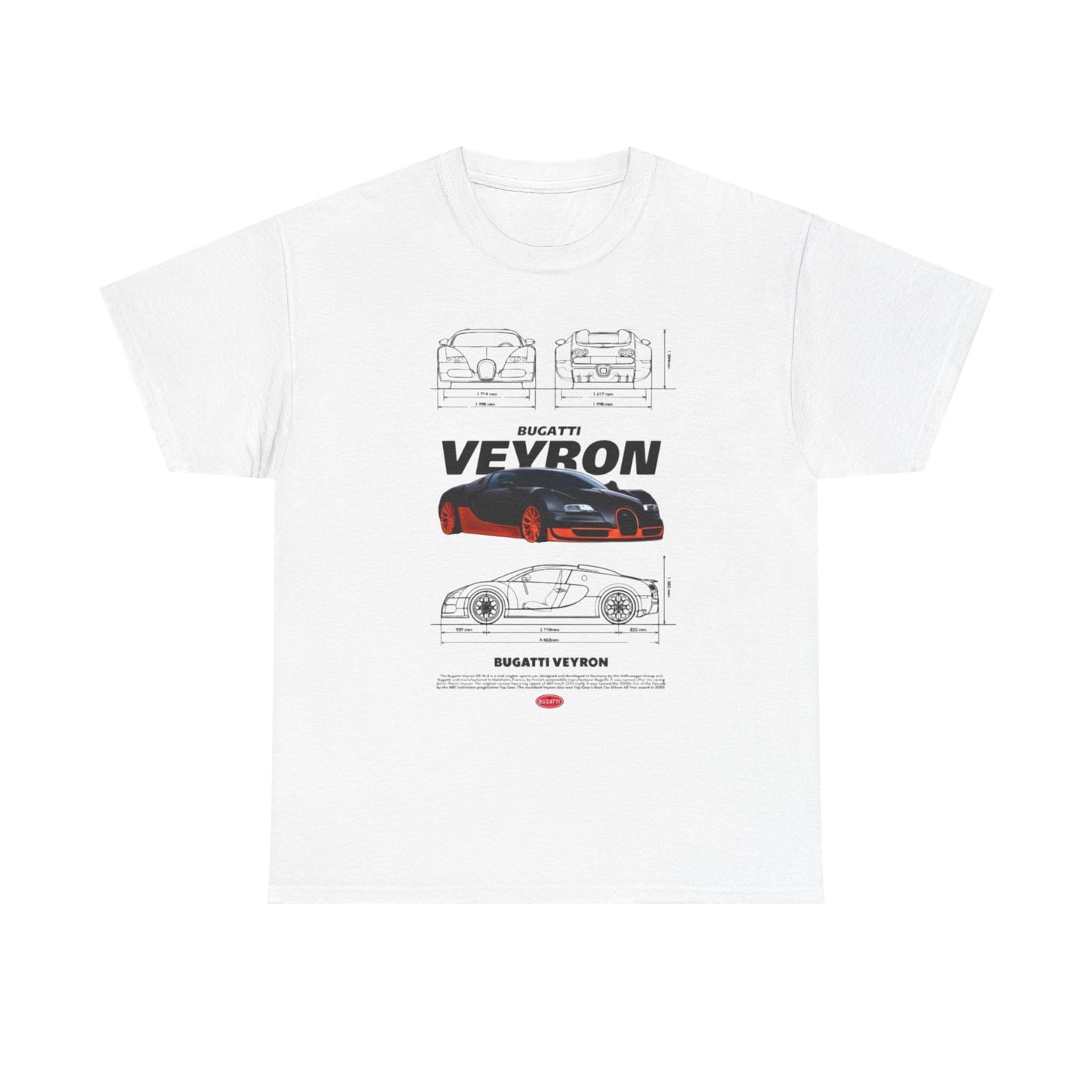 T-Shirt Mens with Bugatti Veyron Design: Technical Drawings & Specs Unisex TEE