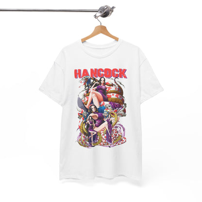 Hancock anime t-shirt elegantly hanging on display, capturing attention with its dynamic design, perfect for adding a unique piece to your wardrobe.