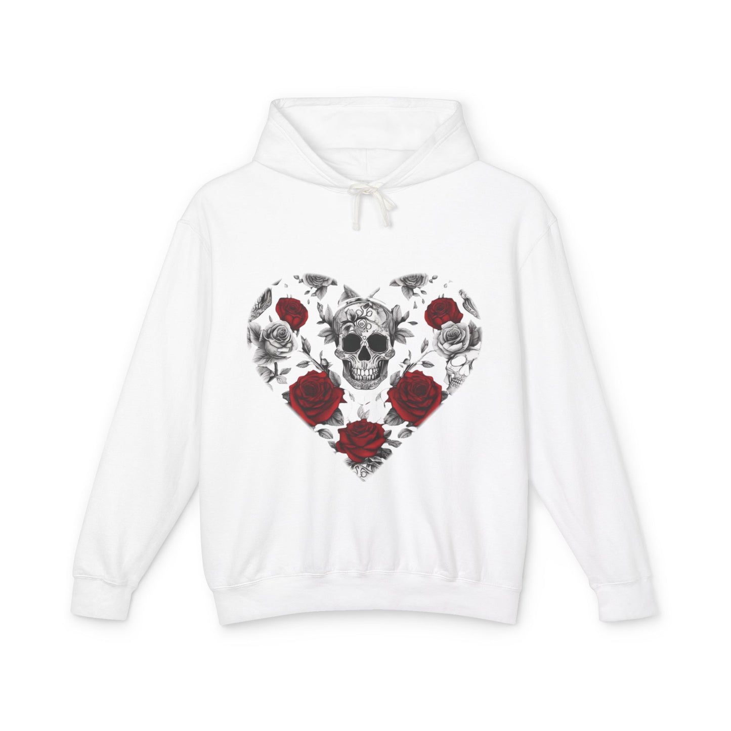 Unisex Lightweight Hooded Sweatshirt unique designer skull and roses