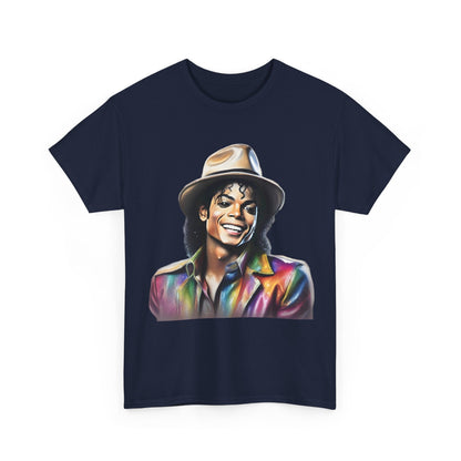 Luxurious Art Tee in elegant navy displaying Michael Jackson's portrait, a stunning tribute to the King of Pop.