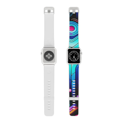 GraphiCraze Neon Abstract Pattern Apple Watch Band elegantly styled on a wrist, exuding modern sophistication and vibrant energy from Dazzling Dreams Studio.