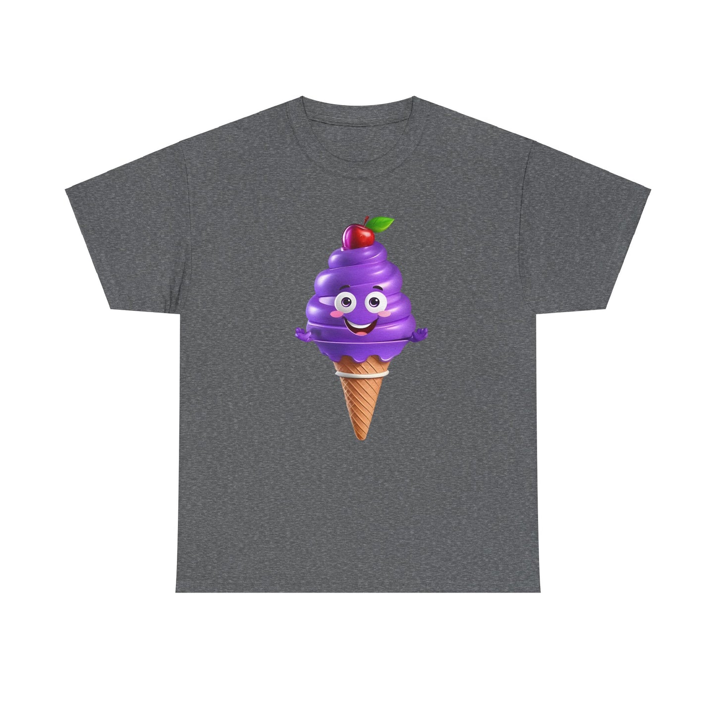 Scoop of Joy: Cartoon Ice Cream Cone Character Tee Unisex Cotton Graphic T Shirt