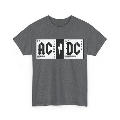 Elements AC DC Graphic T-Shirt Urban Unisex Cotton Tee in dark grey, beautifully presenting the AC/DC graphic, ideal for those who appreciate a fusion of music and creativity.