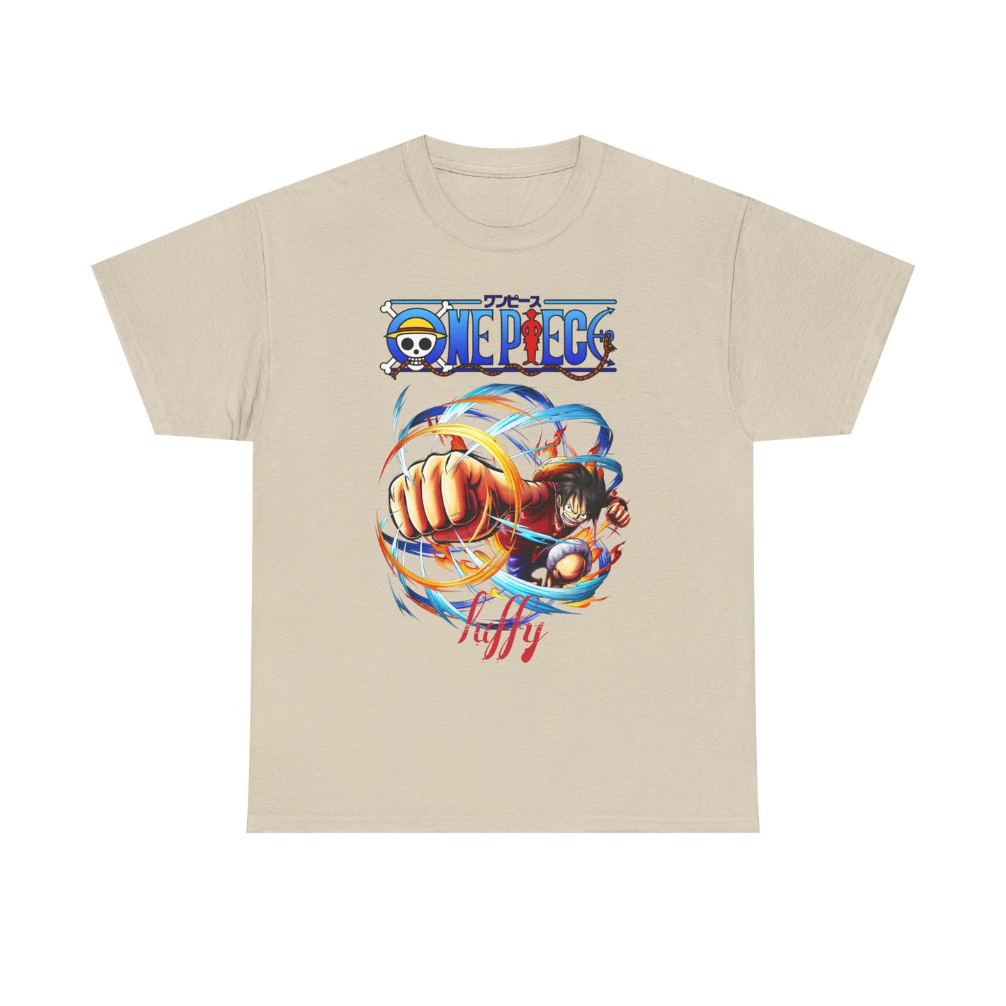 Elegant beige men's t-shirt adorned with a dynamic graphic depicting a character ready for adventure, ideal as a statement piece for any fashion-forward individual.