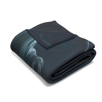 Luxurious Decorative and Warm Halloween Spooky Arctic Fleece Blanket, finely rolled and featuring intricate spooky design, perfect for autumn decor.