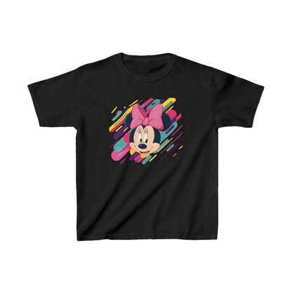 Unisex Kids Minnie Mouse Cotton T-Shirt Tee in black, featuring a vibrant Minnie Mouse graphic and playful design, suitable for stylish young wearers.