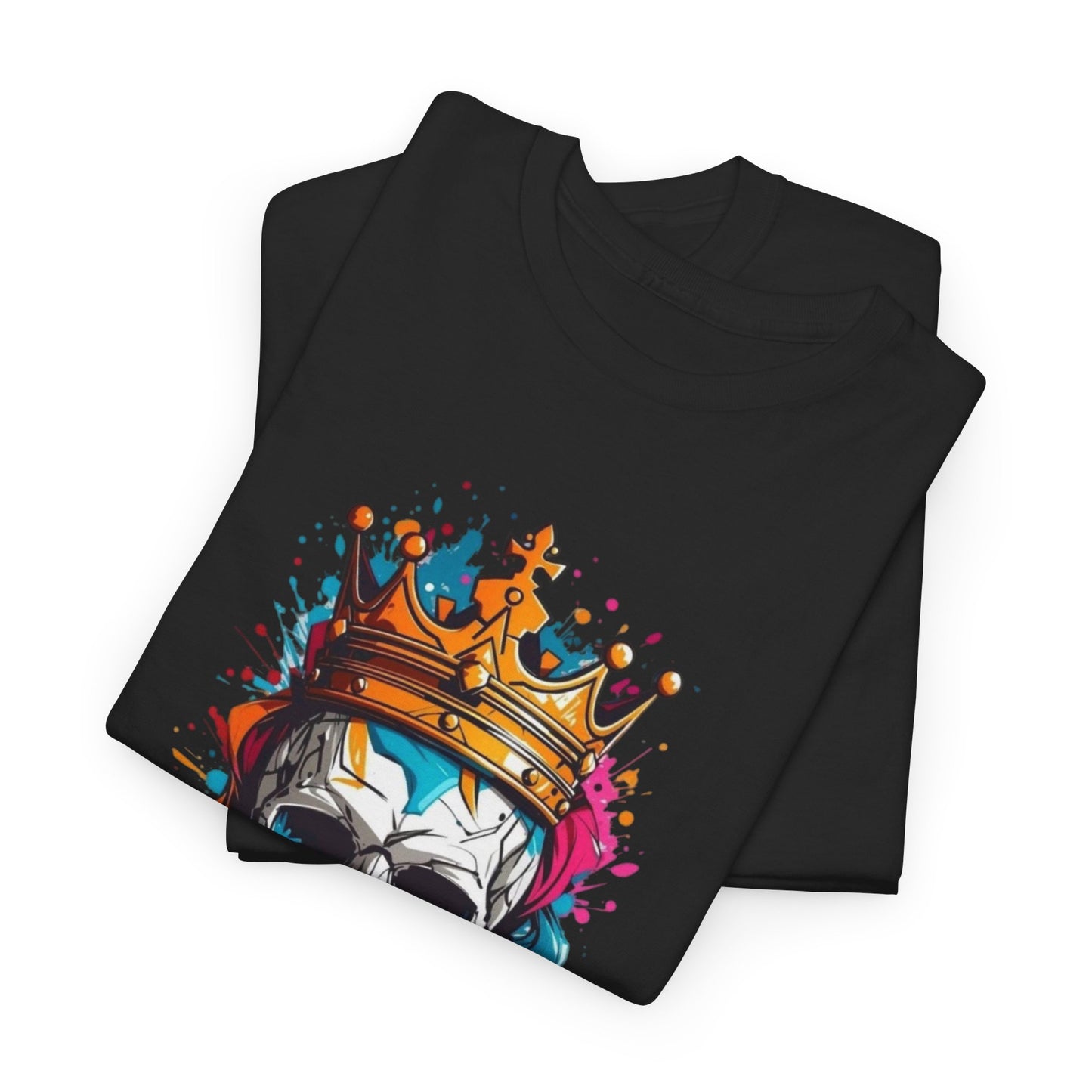 MENS Funny T Shirt GOLDEN Skull CROWN Design BLUE:PINK:ORANGE TEE Unisex Women's